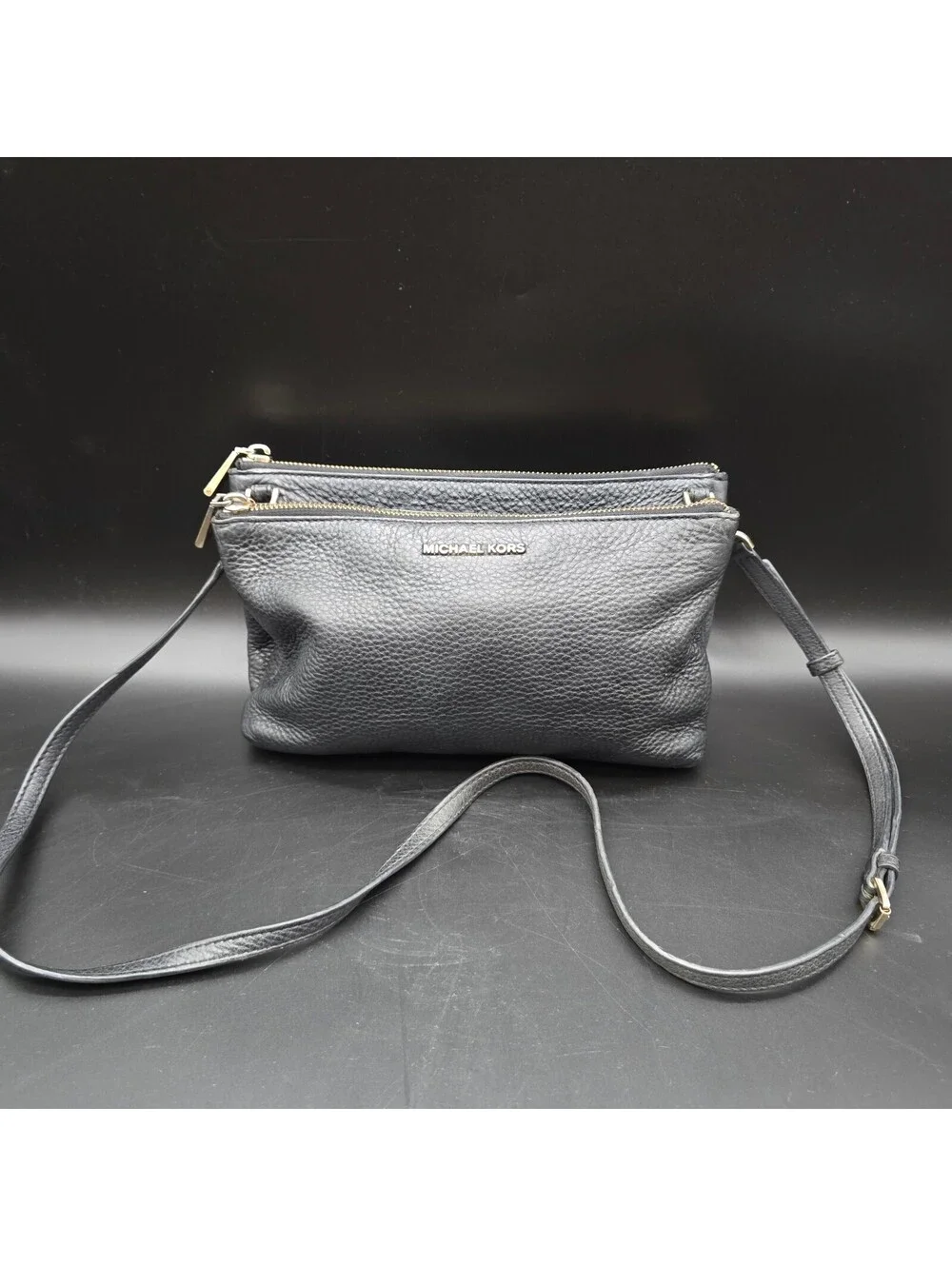 Michael Kors Trisha Medium Pebbled Leather Triple Compartment Crossbody Bag